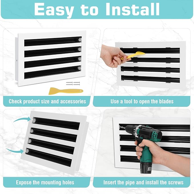 14x8 Modern AC Vent Cover, Decorative White Air Vent (Duct Opening Cutout), All Aluminium Standard Linear Slot Diffuser, Low