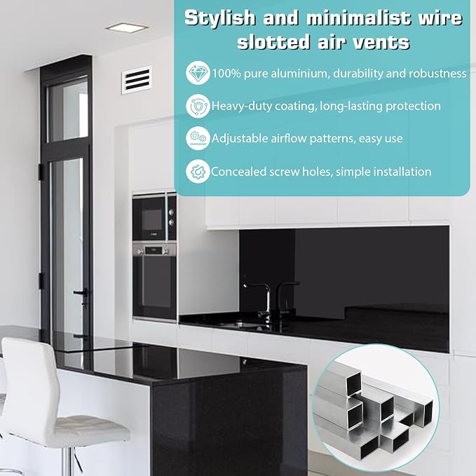 14x8 Modern AC Vent Cover, Decorative White Air Vent (Duct Opening Cutout), All Aluminium Standard Linear Slot Diffuser, Low