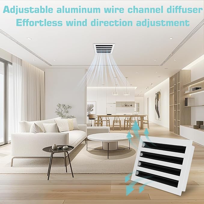 14x8 Modern AC Vent Cover, Decorative White Air Vent (Duct Opening Cutout), All Aluminium Standard Linear Slot Diffuser, Low
