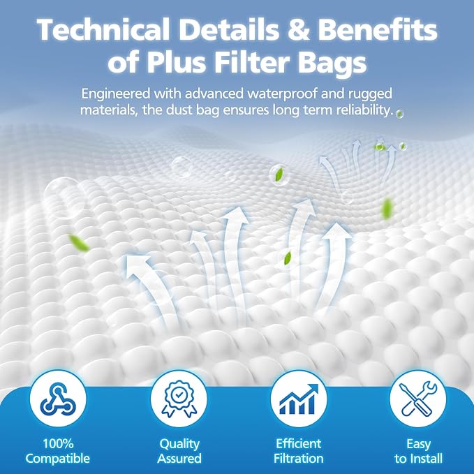 15 + 5 Pack Compatible with Vacuums 204811 Filter Plus Bags Universal Cloth Bags and Belts 301291 for F-Style and