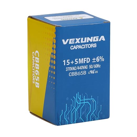 15/5 uF 15+5 MFD 370V or 440V Dual Run Start Round A/C Capacitor 15 5 uF 370 440 Volt VAC CBB65 Air Conditioner, alternate