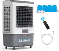 15.8Gal Portable Swamp Cooler, 2900CFM Evaporative Air Cooler with Continuous Fill, Auto Oscillating, Remote, 3 Speeds, 12H