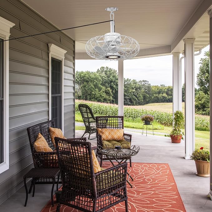 15" Gazebo Ceiling Fans with Lights and Remote Control, Waterproof Enclosed Caged Ceiling Fan with 3 Color LED, alternate