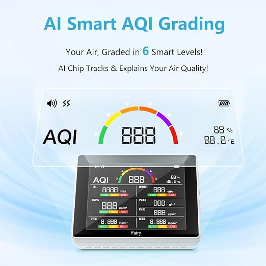 15 in 1 Air Quality Monitor Indoor with Large Display, alternate product view 4