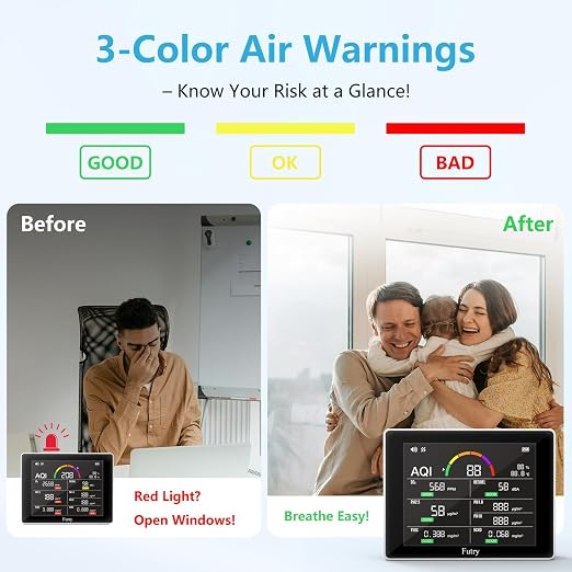 15 in 1 Air Quality Monitor Indoor with Large Display, alternate product view 5