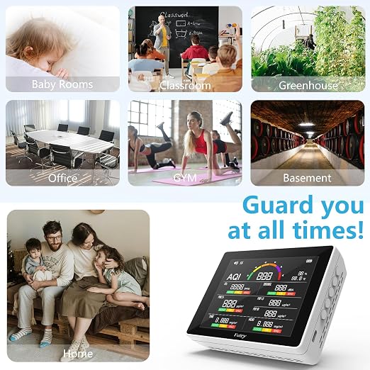 15 in 1 Air Quality Monitor Indoor with Large Display, alternate product view 6