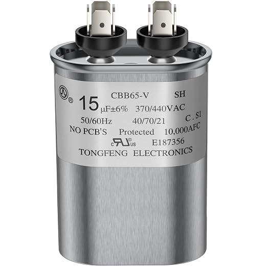15 MFD uF 370/440 VAC CBB65B Dual Run Round Capacitor, UL Certification Motor Run Capacitor for Condenser Straight Cool or