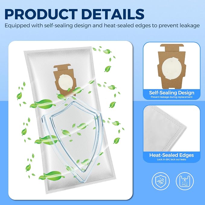 15 Pack 204814 Vacuum Bags Replacement for, Micron Magic Plus HEPA Filter Bags Compatible with Avalir/Sentria/ G