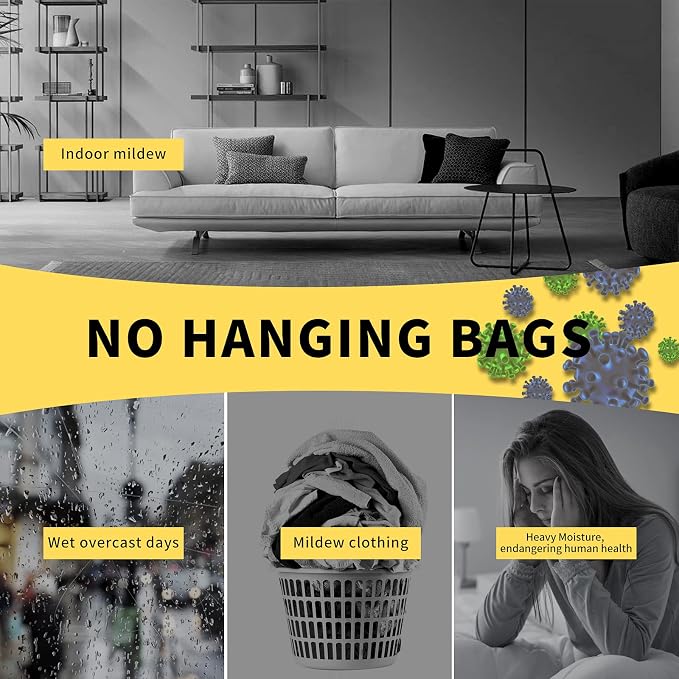 15 Pack Moisture Absorber & Max Odor Eliminator Hanging Bag, Charcoal Smell Remove Damp Musty Smell,Hanging Closet