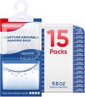 15 Pack Moisture Absorbers for Closet, 9.8OZ Hanging Closet Dehumidifier Bags, Hanging Humidity Absorber in Wardrobes