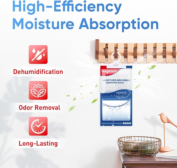 15 Pack Moisture Absorbers for Closet, 9.8OZ Hanging Closet Dehumidifier Bags, Hanging Humidity Absorber in Wardrobes