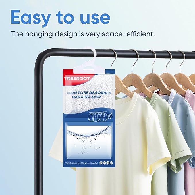 15 Pack Moisture Absorbers for Closet, 9.8OZ Hanging Closet Dehumidifier Bags, Hanging Humidity Absorber in Wardrobes