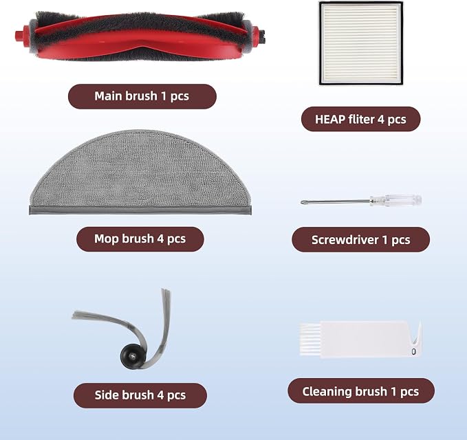 15 Pack Q10X5 Accessories Kit Replacement Compatible with Q10 X5 / Q10 X5+ Plus Robot Vacuum, 1 Main Brush, 4 Mop
