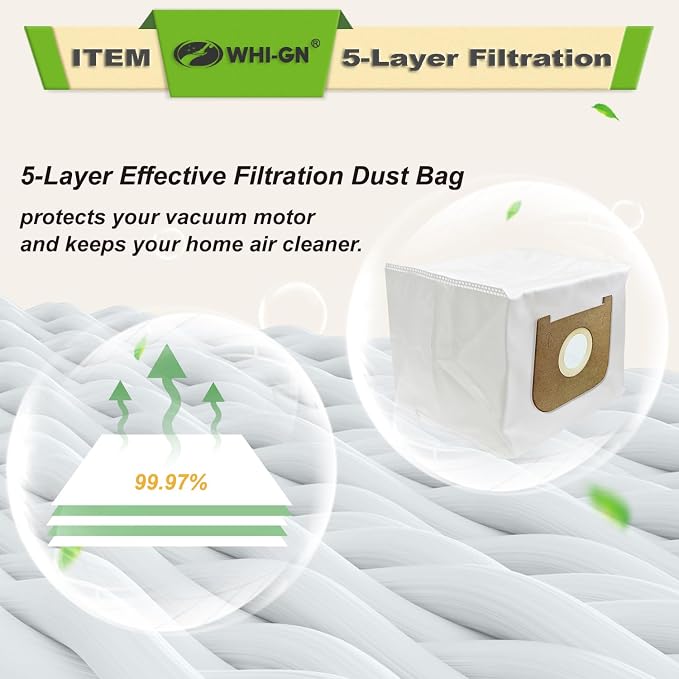 15 Pack Replacement Vacuum Bags for X8 series Backpack Vacuum Cleaners, HEPA Material, alternate product view 3