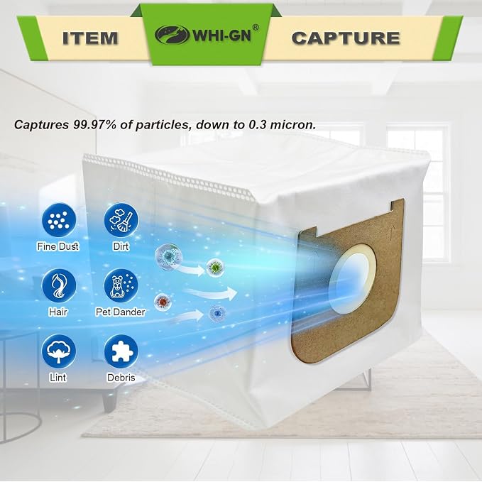 15 Pack Replacement Vacuum Bags for X8 series Backpack Vacuum Cleaners, HEPA Material, alternate product view 5