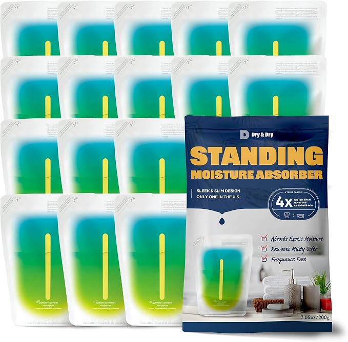 15 Pack Standing Moisture Absorbers - Dehumidifier for Basements, Closets, Bathrooms - Yellow, Always On, product image