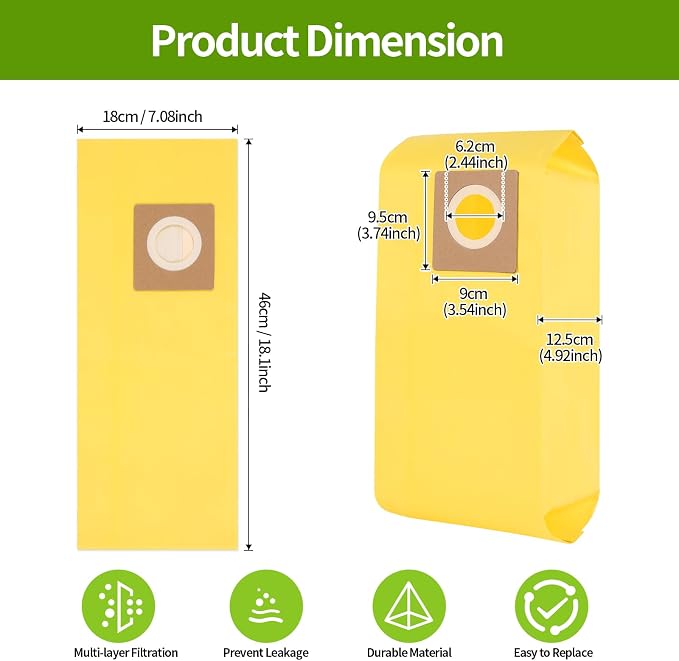 15 Packs AH10243 Disposable Vacuum Bag Replacement for CU2 Vacuum Cleaner CH54013 CH54015 CH54113 CH54115