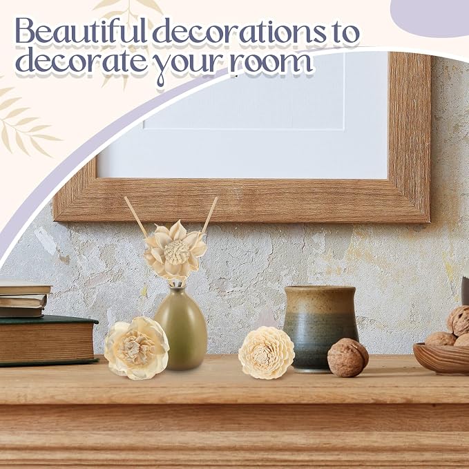 15 Pcs Diffuser Mixed Sola Flowers Natural Material Aromatherapy Reed Wood Flowers Decorative Aromatherapy Flower Placement
