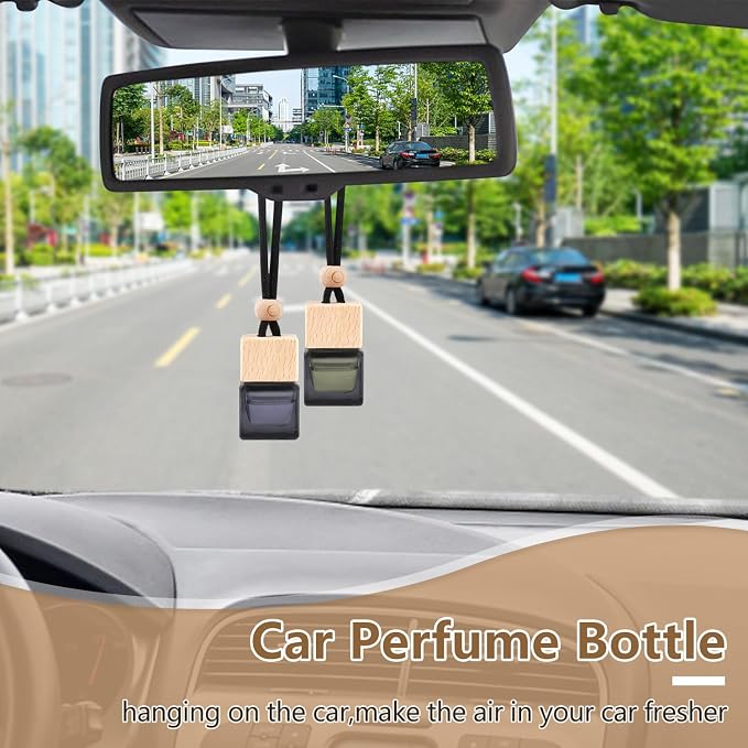 15 Pcs Hanging Car Air Freshener Bottle Empty Car Essential Oil Diffuser Bottles Pendant Black Glass Perfume Bottles