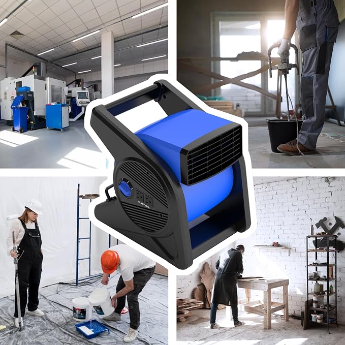 15" Pivoting Blower Fan, Portable Pivoting Blower Fan with Reset Button for Floor & Carpet Drying, 375 CFM, 3 Speeds Ideal