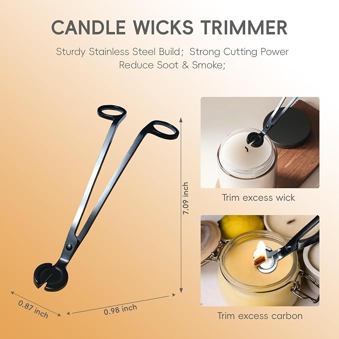 150 Pcs Candle Wick Set with Storage Box, Double-Layered Rosewood Wicks, Cotton Wicks, Trimmer, Tweezers & More, for DIY