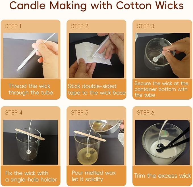 150 Pcs Candle Wick Set with Storage Box, Double-Layered Rosewood Wicks, Cotton Wicks, Trimmer, Tweezers & More, for DIY