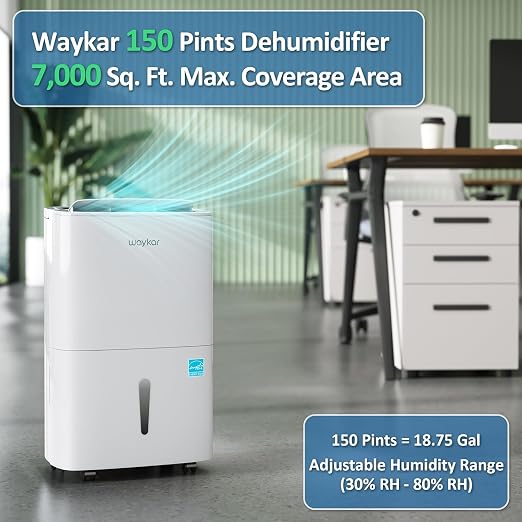 150 Pints 2025 Energy Star Dehumidifier with Pump for Spaces up to 7,000 Sq., alternate product view 2
