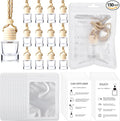 150 Sets Hanging Car Air Freshener Diffuser Bottles with Instruction Card and 4 x 6'' Resealable Holographic Bag for Empty