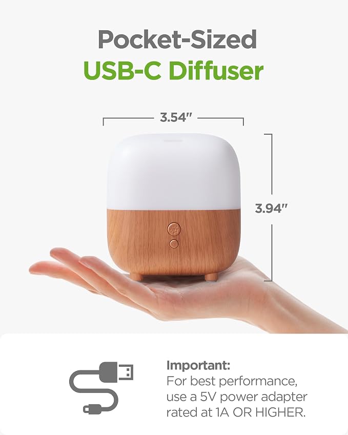 150ml Essential Oil Diffuser, 5-in-1 Diffusers for Home Scent 8 LED Color Aromatherapy Diffuser Air Desk Mini Humidifier