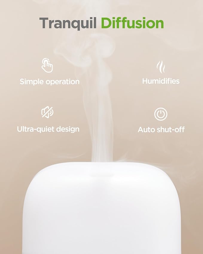 150ml Essential Oil Diffuser, 5-in-1 Diffusers for Home Scent 8 LED Color Aromatherapy Diffuser Air Desk Mini Humidifier
