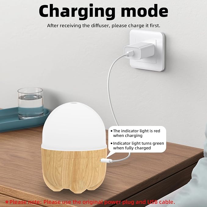 150ML Rechargeable Battery Essential Oil Diffuser, Portable Cordless Aromatherapy Diffuser with 7 LED Color Changing Lights