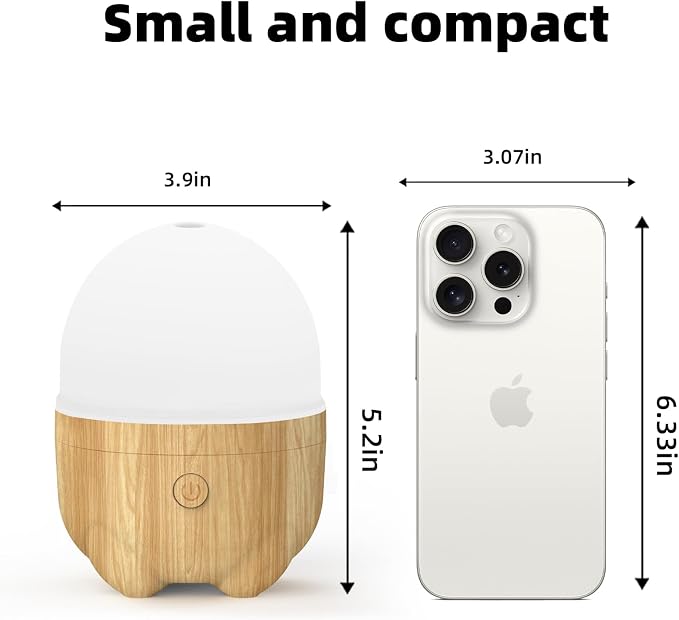 150ML Rechargeable Battery Essential Oil Diffuser, Portable Cordless Aromatherapy Diffuser with 7 LED Color Changing Lights