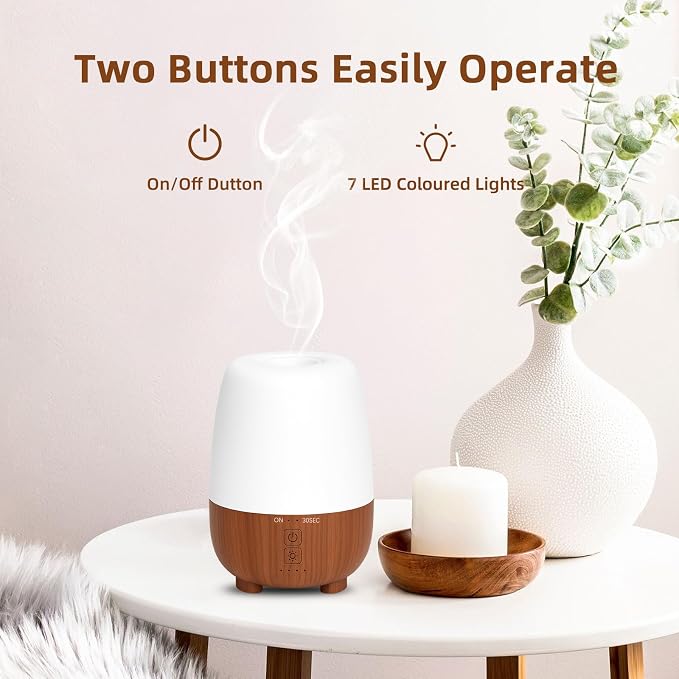 150ML Rechargeable Battery Operated Essential Oil Diffuser, Portable Cordless Aromatherapy Diffuser,7-Hour Runtime with 7 LED