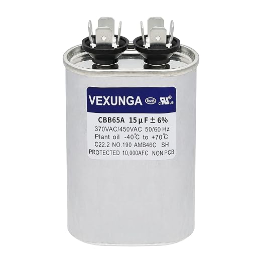 15uF 370/440VAC 50/60Hz CBB65 CBB65A Oval Run Start Capacitor 15 MFD 370V/440V Air Conditioner Capacitors for AC Unit Fan