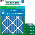 15x20x2 Air Filter MERV 13 Optimal Smoke & Allergy Defense (4-Pack), Electrostatic Pleated HVAC AC Furnace