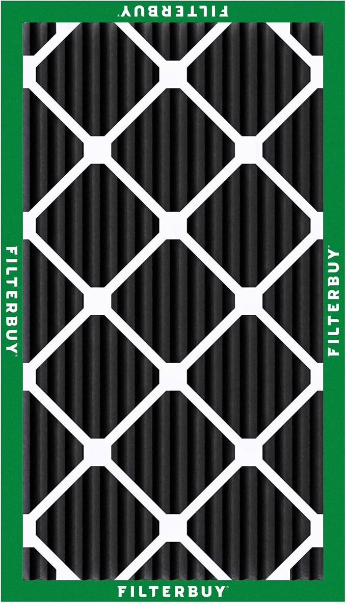 15x25x1 Air Filter MERV 10 Odor & Allergy Defense with Activated Carbon (5-Pack), Electrostatic Pleated HVAC AC Furnace