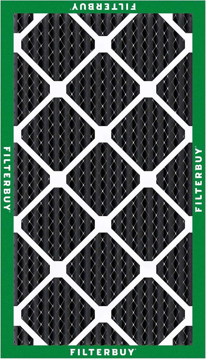 15x25x1 Air Filter MERV 10 Odor & Allergy Defense with Activated Carbon (5-Pack), Electrostatic Pleated HVAC AC Furnace
