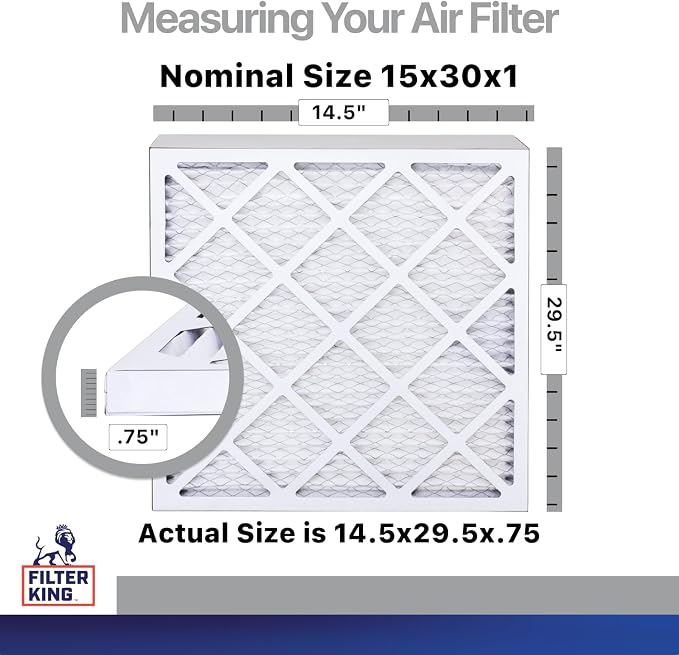 15x30x1 Air Filter | 4-PACK | Carbon MERV 8 HVAC Pleated A/C Furnace Filters | MADE IN USA | Actual Size: 14.5 x 29.5 x.75"