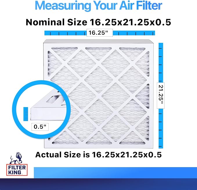 16.25x21.25x0.5 Air Filter (MERV 8) (4-Pack) Dust & Allergy Control AC Furnace Filters, MADE IN USA, HVAC, Pleated
