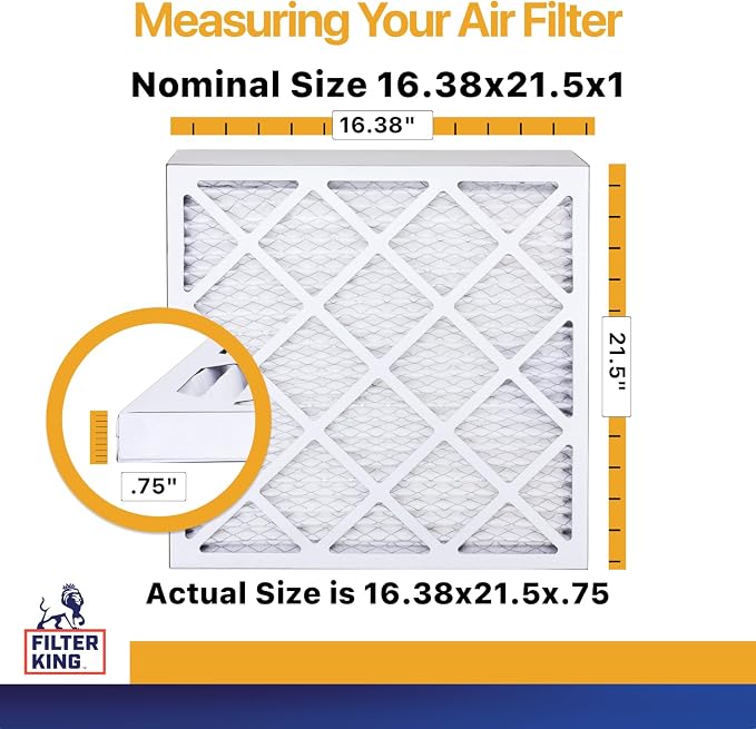 16.38x21.5x1 Air Filter (MERV 13) (12-Pack) Dust & Allergy Control AC Furnace Filters, MADE IN USA, HVAC, Pleated