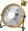 16'' Cordless Fan Compatible with 18V/20V Battery, USB Floor Fan Battery Powered Camping Fan with LED Light, USB Type