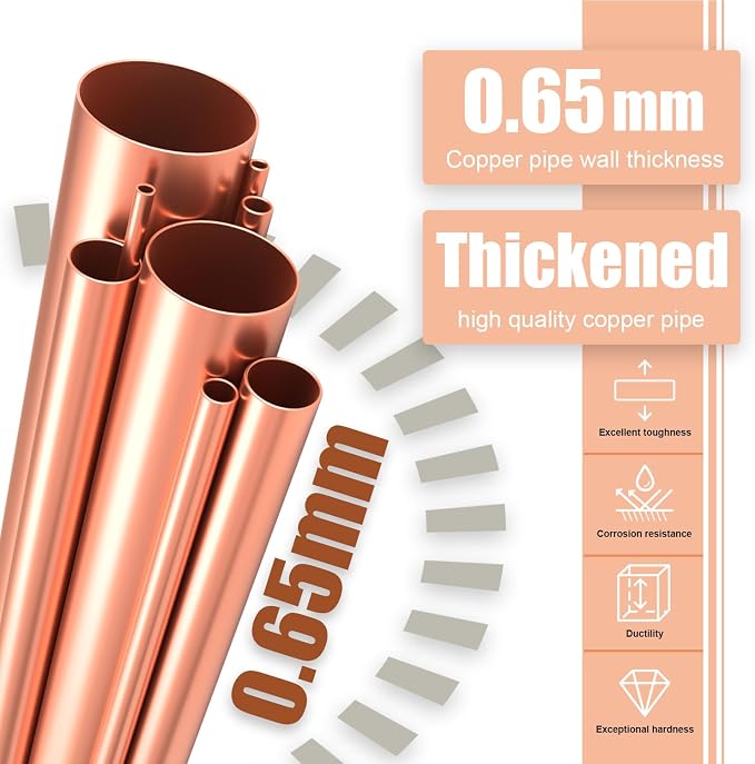 16 Ft. Line Set 1/4&1/2 Inch 3/8 PE for Mini Split Air Conditioner Insulated Coil Copper Pipes HVAC with Fittings, alternate