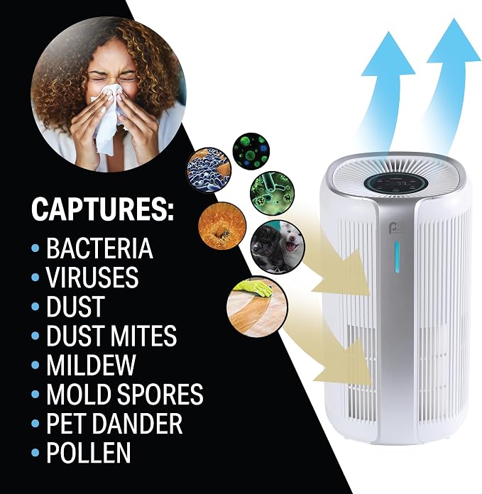 16′′ H13 HEPA Air Purifier – Cleans Air in Medium Rooms up to 323 sq. ft., Real-Time PM2.5 Display, alternate product view 9