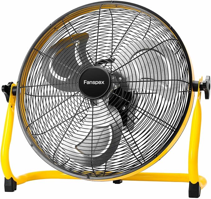 16" High-Velocity Portable Battery Operated Floor Fan for Home Camping Gym Garage Gazebo Greenhouse, 360° Adjustable Tilt