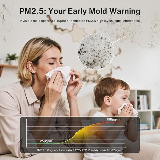 16 in 1 Air Quality Monitor Indoor 7" Display 9 AQI+7 AQI Alerts, CO2 Monitor Air Quality Tester for CO2, TVOC, PM2.5 PM1.0