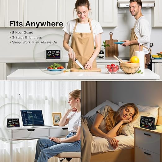 16 in 1 Air Quality Monitor Indoor 7" Display 9 AQI+7 AQI Alerts, CO2 Monitor Air Quality Tester for CO2, TVOC, PM2.5 PM1.0