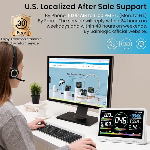 16 in 1 Professional Air Quality Monitor Indoor with 7.2" Display & 3-Color 7 AQI Alerts,CO2 Monitor Air Quality Tester for