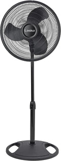 16-inch 3-Speed Oscillating Floor Fan with Adjustable Height, Tilt-Back Head, Widespread Oscillation, and Patented Blue Plug