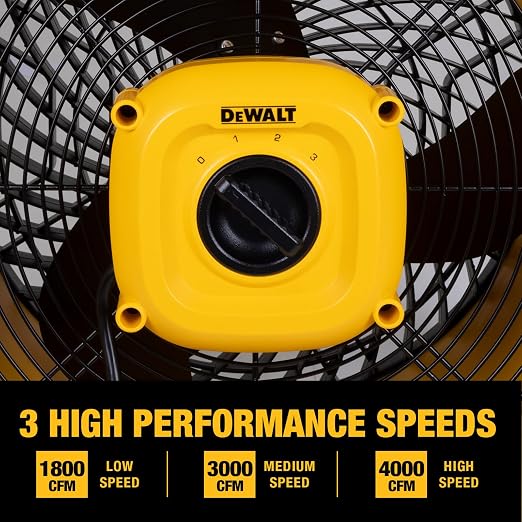 16 Inch Heavy Duty Floor Fan, High Velocity Barrel Shop Fan, 3-Speed Powerful with 4000 CFM, 360° Adjustable Tilting Airflow