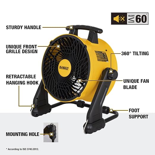 16 Inch Heavy Duty Floor Fan, High Velocity Barrel Shop Fan, 3-Speed Powerful with 4000 CFM, 360° Adjustable Tilting Airflow